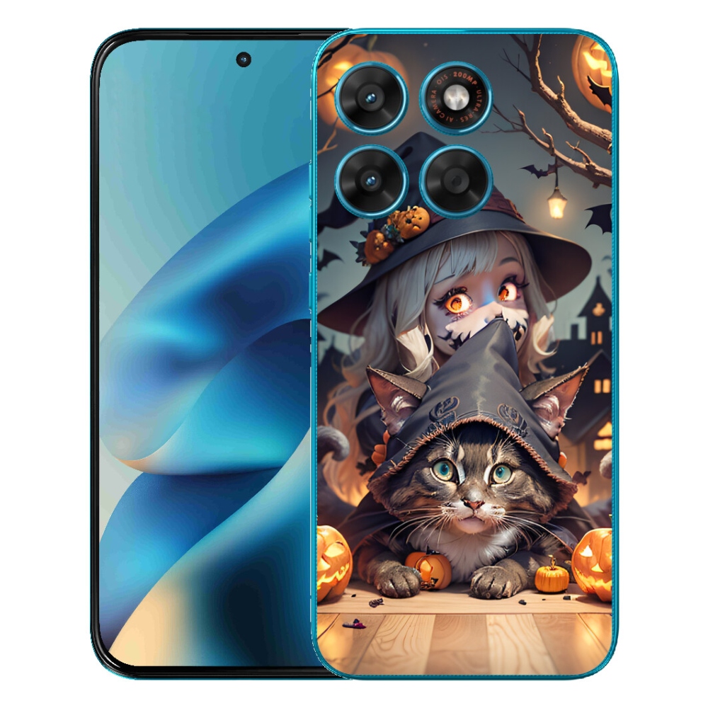 Gelový kryt mmCase na Motorola Moto G87/G77/G67 - čarodějnice s kočkou