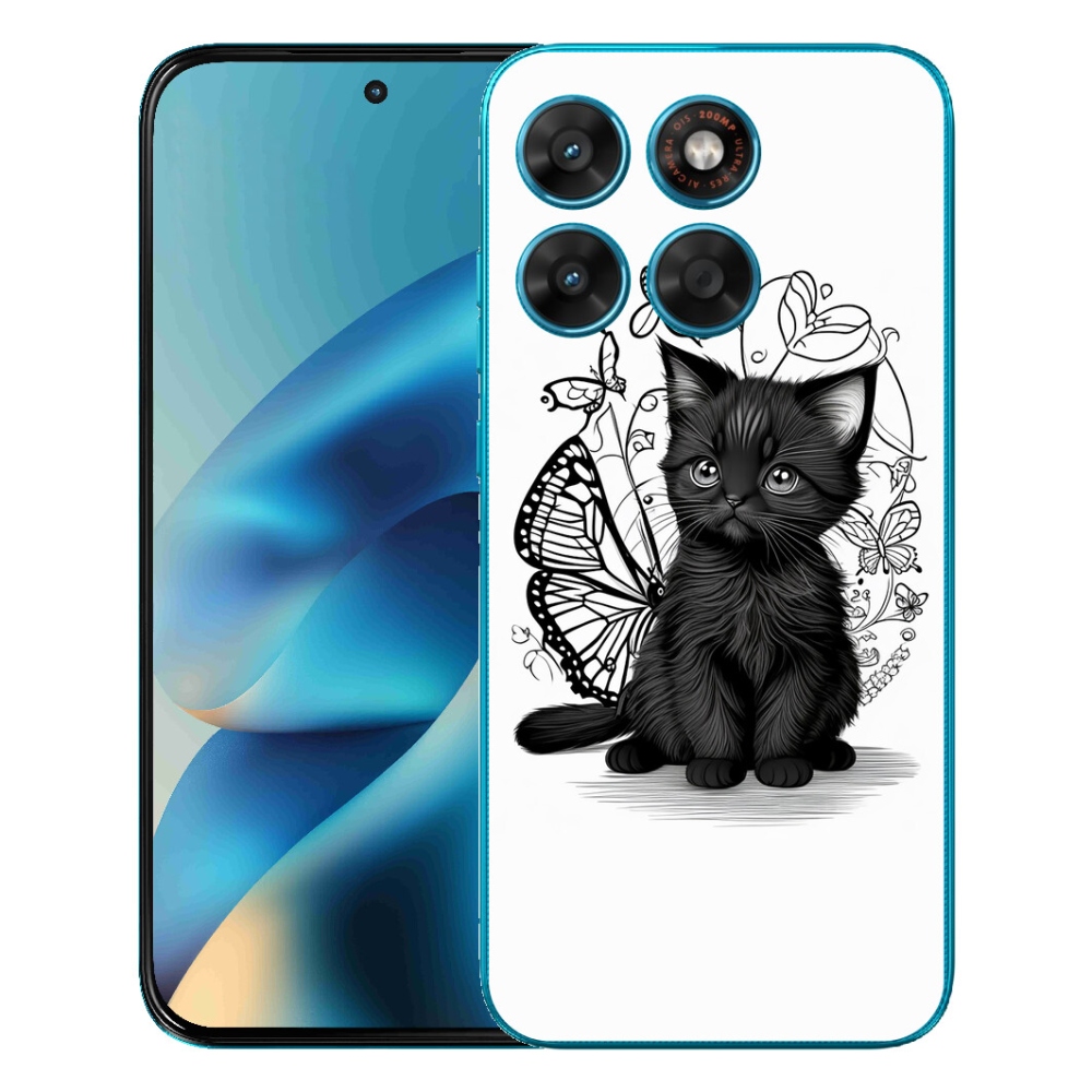 Gelový kryt mmCase na Motorola Moto G87/G77/G67 - černé kotě