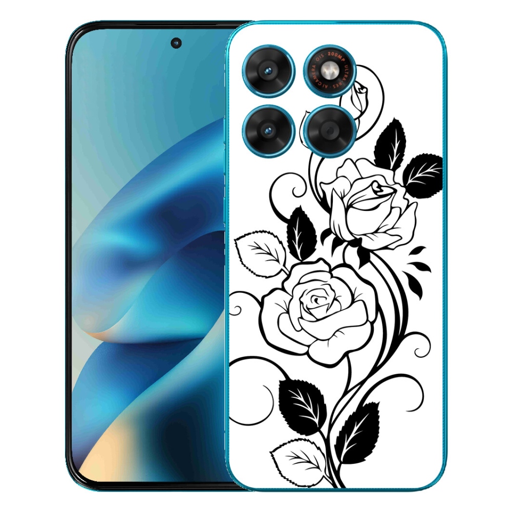 Gelový kryt mmCase na Motorola Moto G87/G77/G67 - černobílá růže