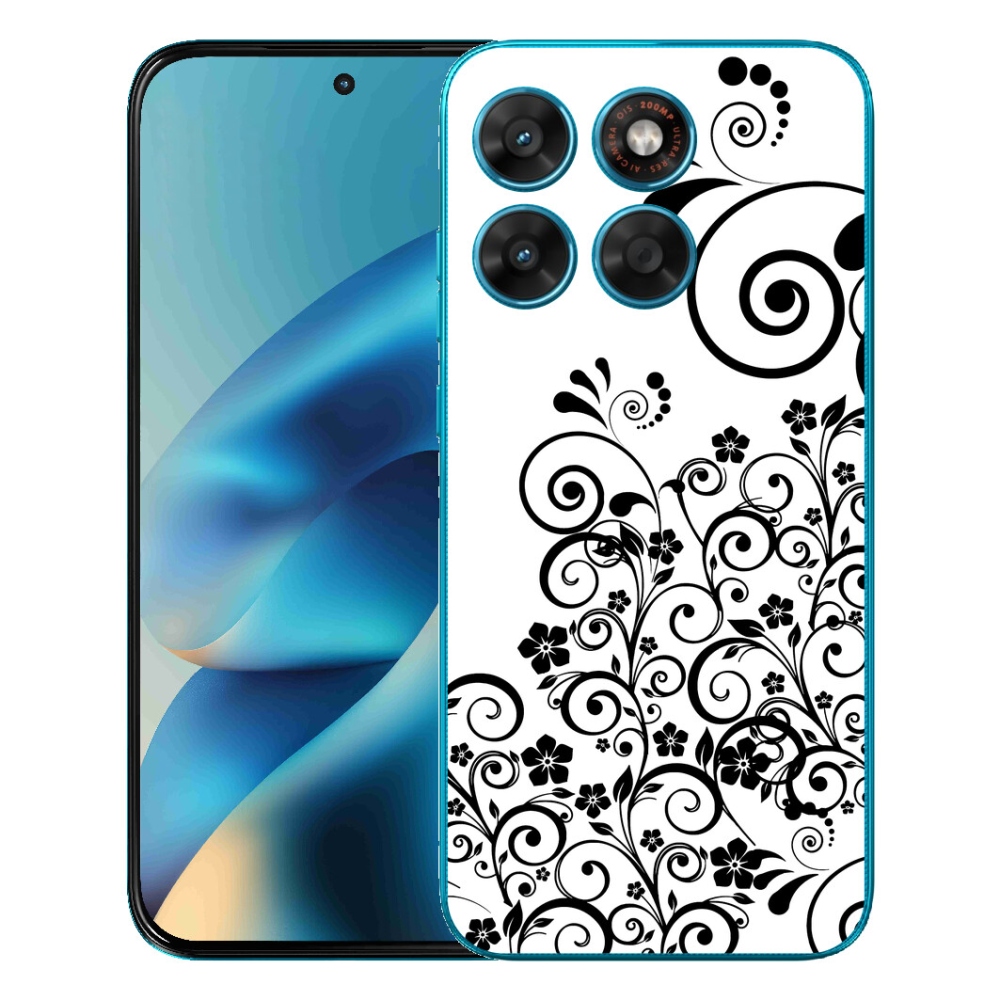 Gelový kryt mmCase na Motorola Moto G87/G77/G67 - černobílé květinové vzory