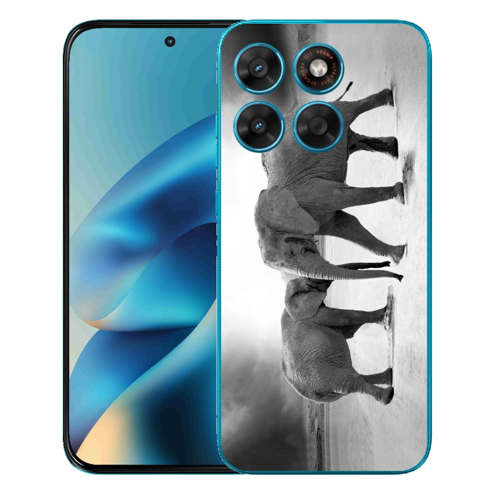 Gelový kryt mmCase na Motorola Moto G87/G77/G67 - černobílí sloni