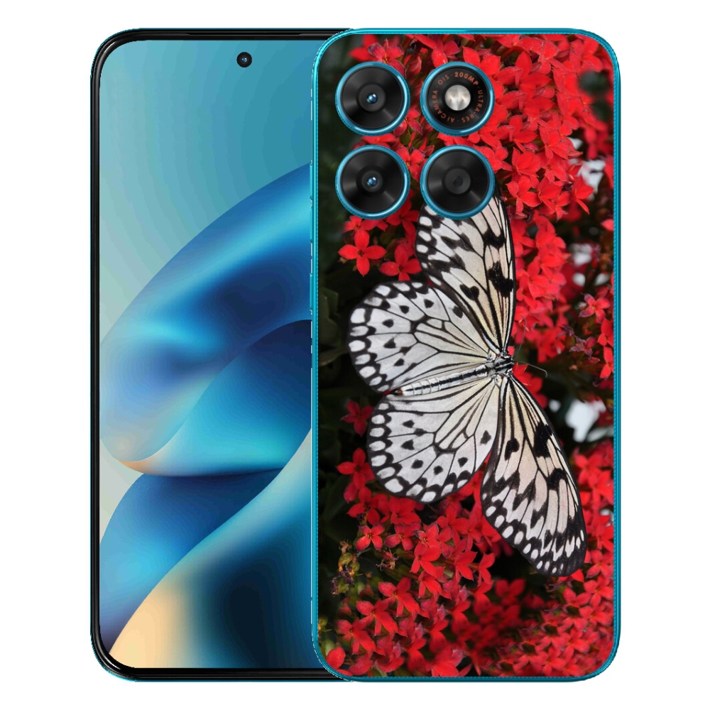 Gelový kryt mmCase na Motorola Moto G87/G77/G67 - černobílý motýl 1