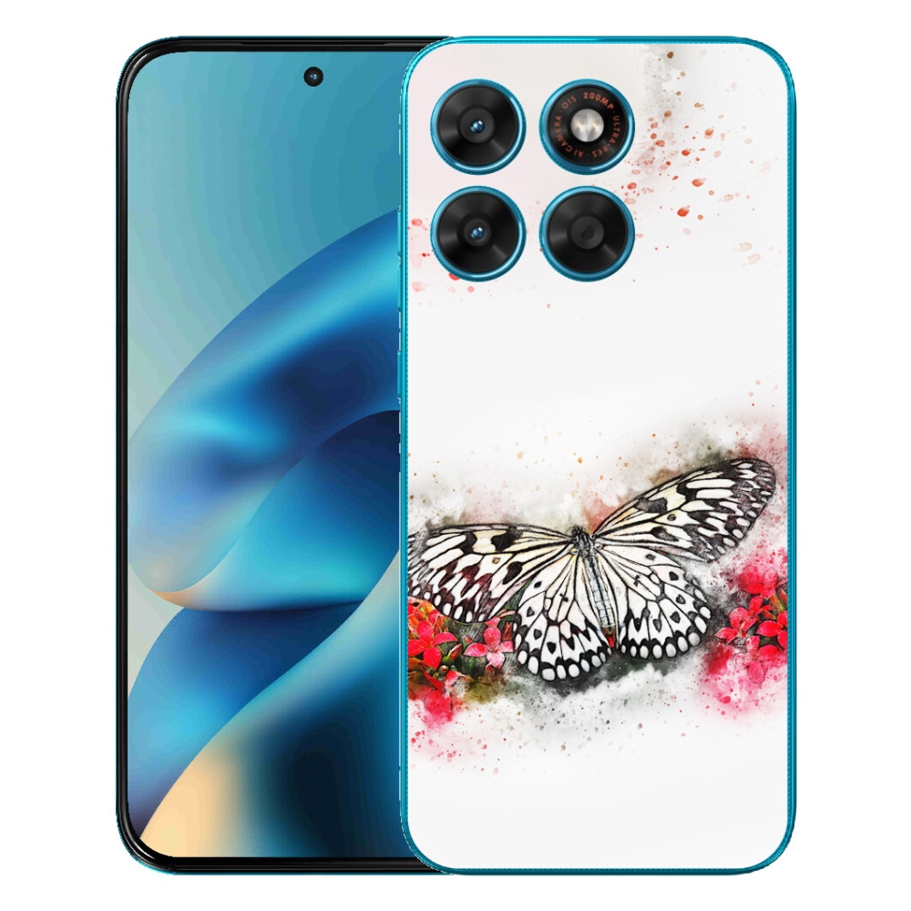 Gelový kryt mmCase na Motorola Moto G87/G77/G67 - černobílý motýl