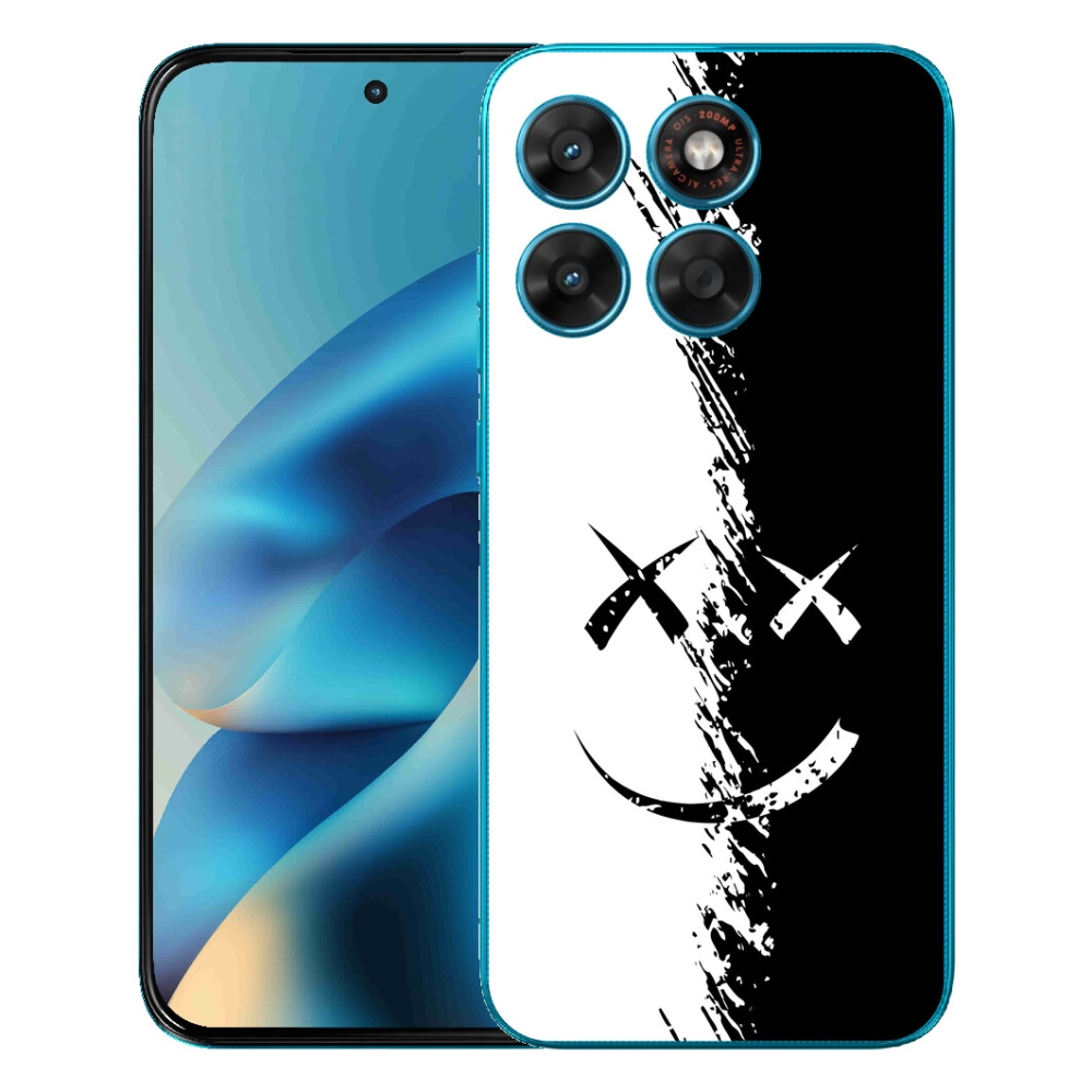 Gelový kryt mmCase na Motorola Moto G87/G77/G67 - černobílý smajlík