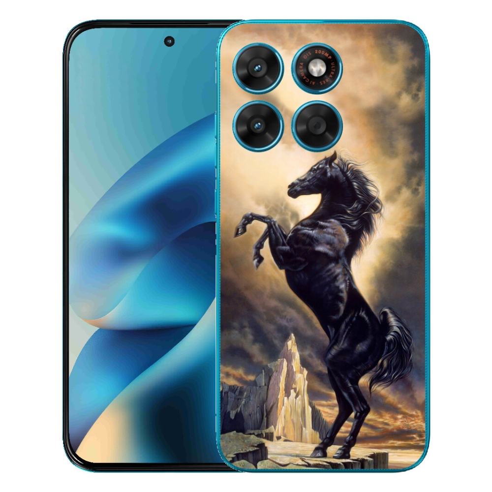 Gelový kryt mmCase na Motorola Moto G87/G77/G67 - černý kreslený kůň