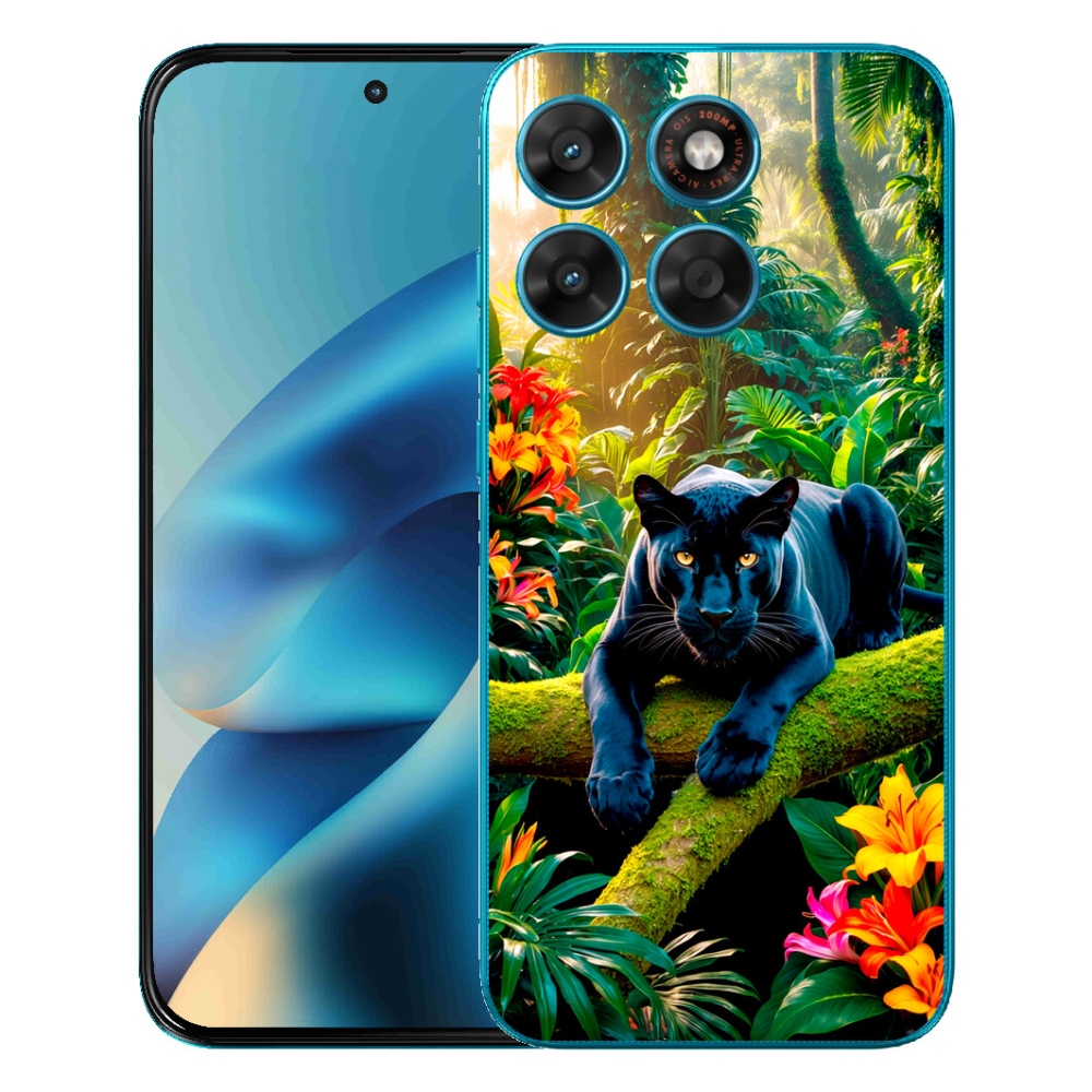 Gelový kryt mmCase na Motorola Moto G87/G77/G67 - černý panter v džungli