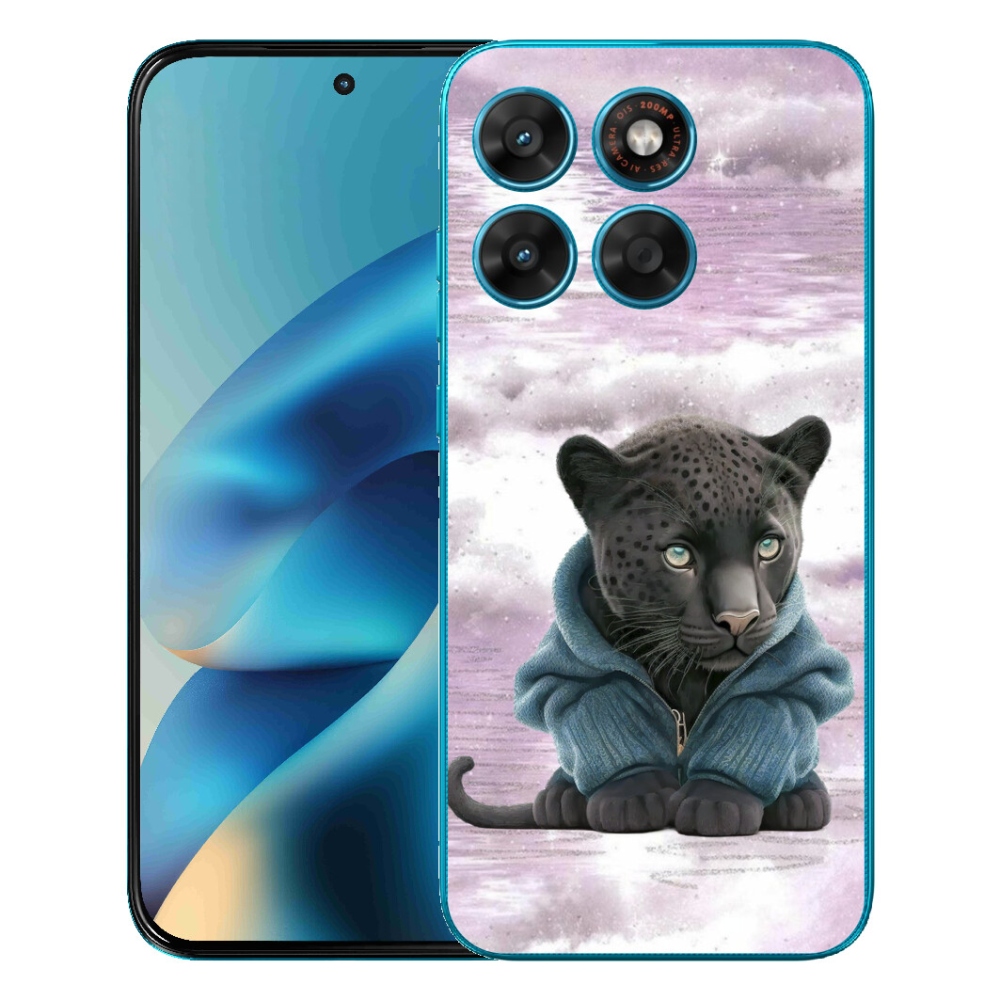 Gelový kryt mmCase na Motorola Moto G87/G77/G67 - černý panter ve svetru
