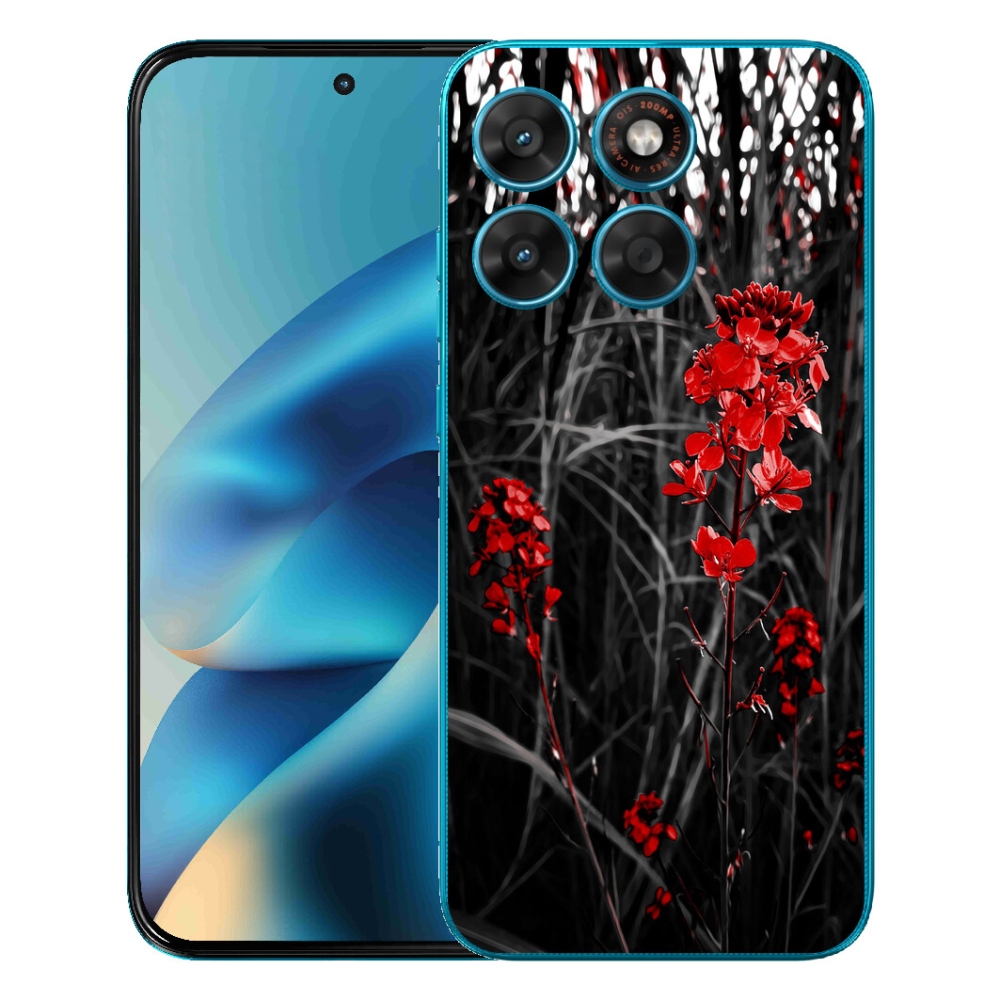 Gelový kryt mmCase na Motorola Moto G87/G77/G67 - červená rostlina
