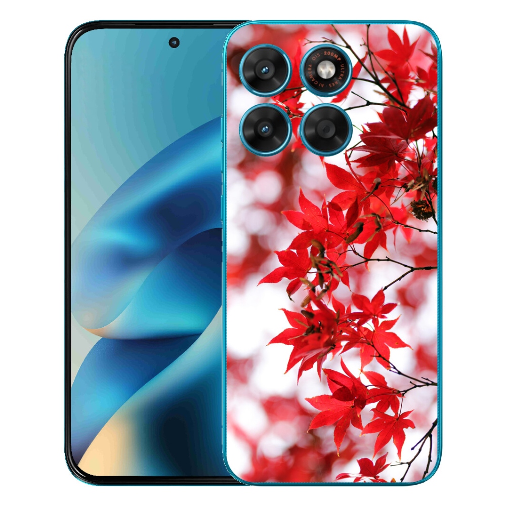 Gelový kryt mmCase na Motorola Moto G87/G77/G67 - červené listy