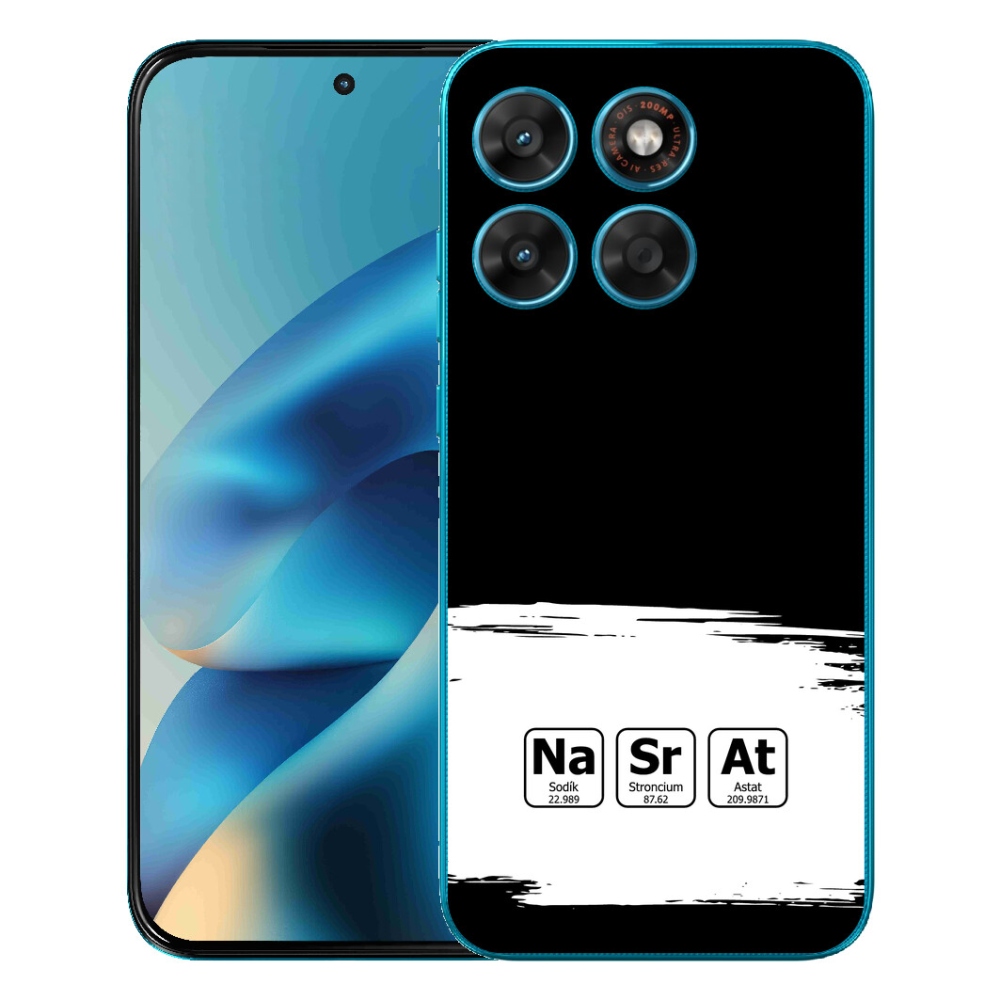 Gelový kryt mmCase na Motorola Moto G87/G77/G67 - chemické prvky bíločerné pozadí