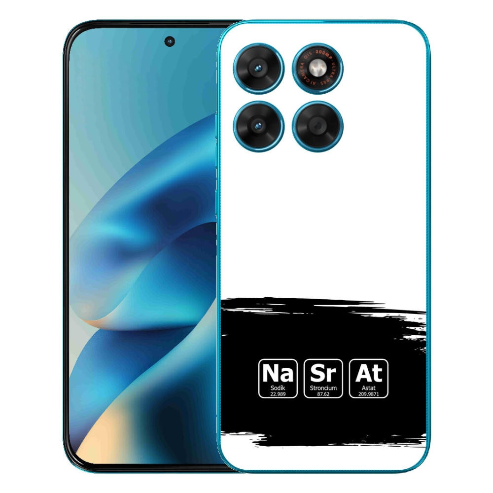Gelový kryt mmCase na Motorola Moto G87/G77/G67 - chemické prvky černobílé pozadí