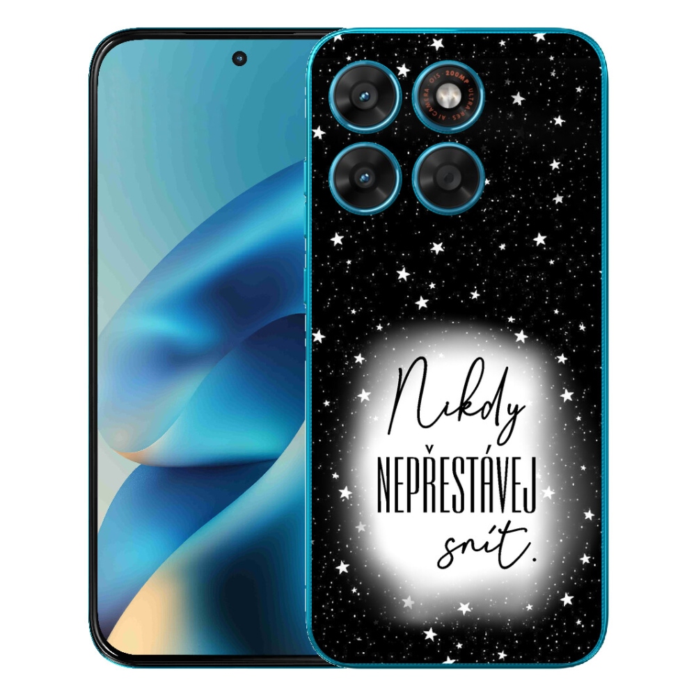 Gelový kryt mmCase na Motorola Moto G87/G77/G67 - citát 1 bíločerné pozadí