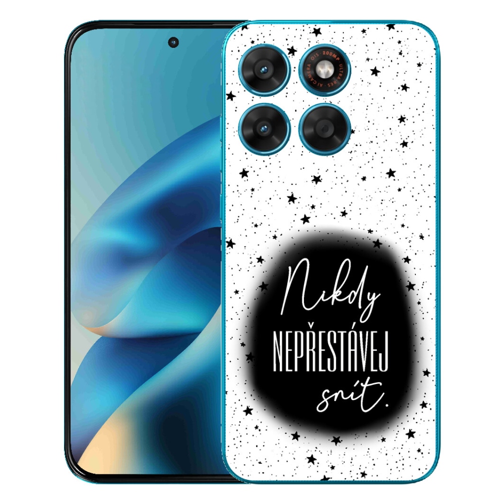 Gelový kryt mmCase na Motorola Moto G87/G77/G67 - citát 1 černobílé pozadí