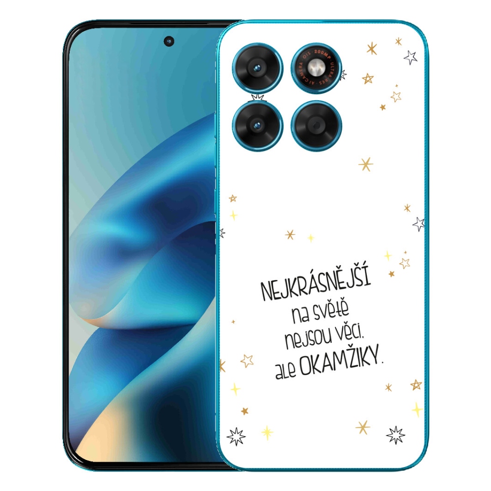 Gelový kryt mmCase na Motorola Moto G87/G77/G67 - citát 4 bílé pozadí