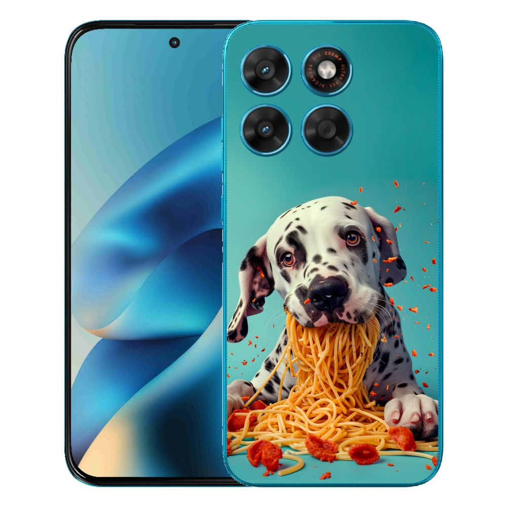 Gelový kryt mmCase na Motorola Moto G87/G77/G67 - dalmatin a špagety