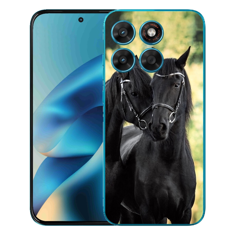 Gelový kryt mmCase na Motorola Moto G87/G77/G67 - dva černí koně