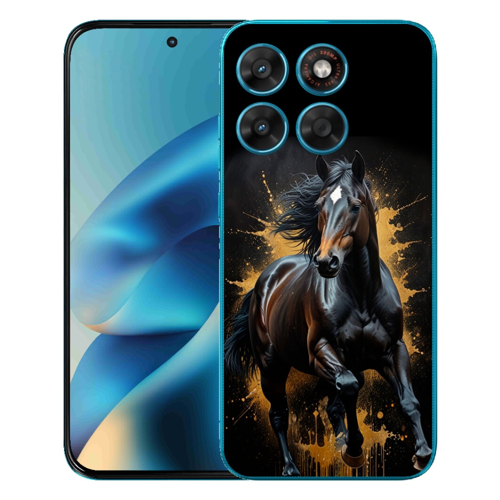 Gelový kryt mmCase na Motorola Moto G87/G77/G67 - elegantní černý hřebec