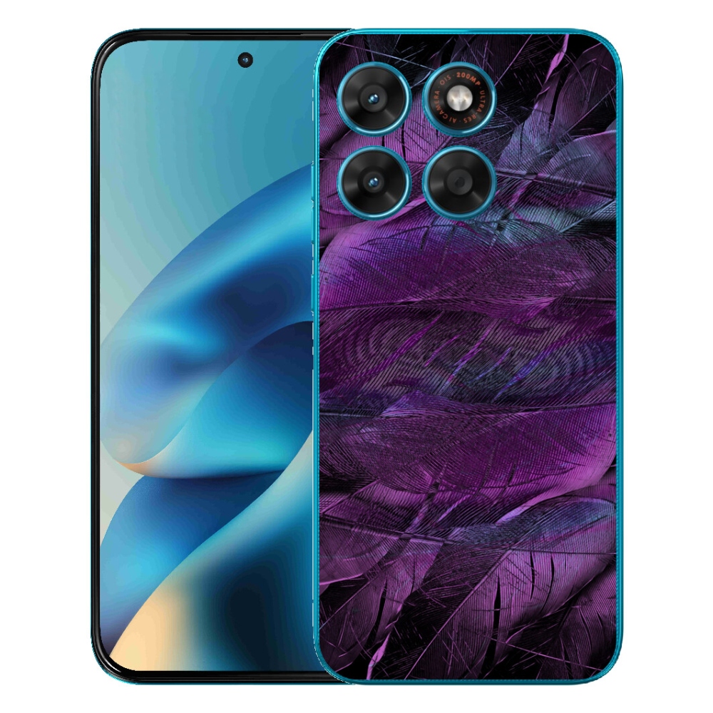 Gelový kryt mmCase na Motorola Moto G87/G77/G67 - fialová pírka