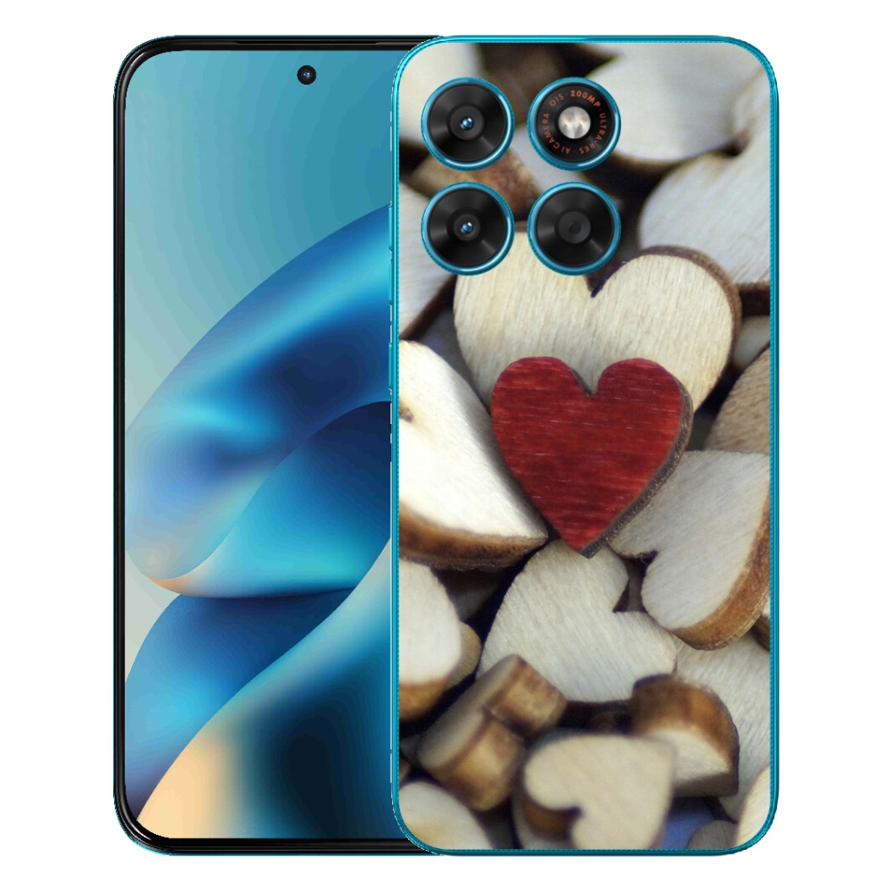 Gelový kryt mmCase na Motorola Moto G87/G77/G67 - gravírované červené srdce 