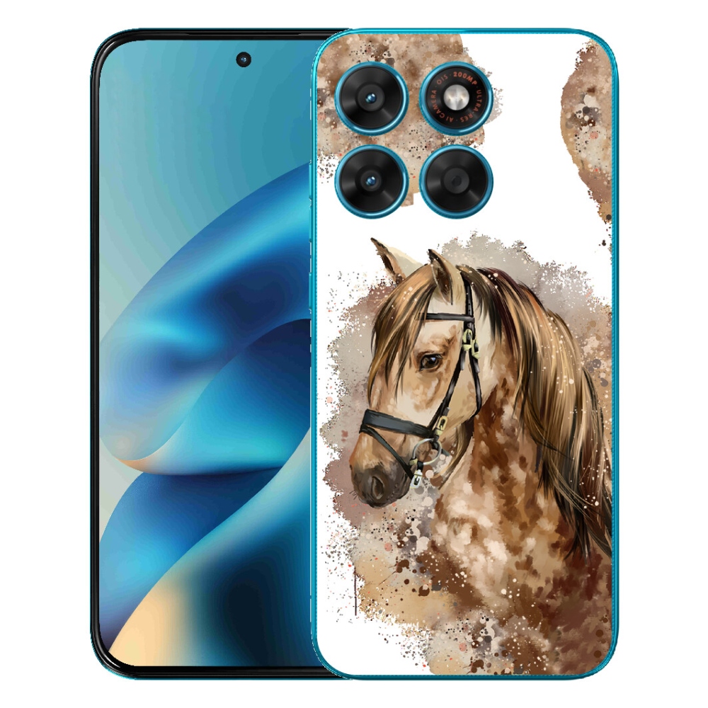 Gelový kryt mmCase na Motorola Moto G87/G77/G67 - hnědý kreslený kůň