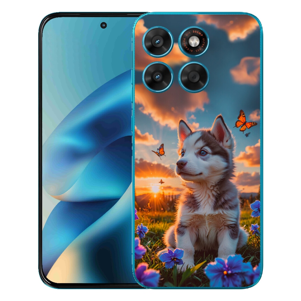 Gelový kryt mmCase na Motorola Moto G87/G77/G67 - husky při západu slunce