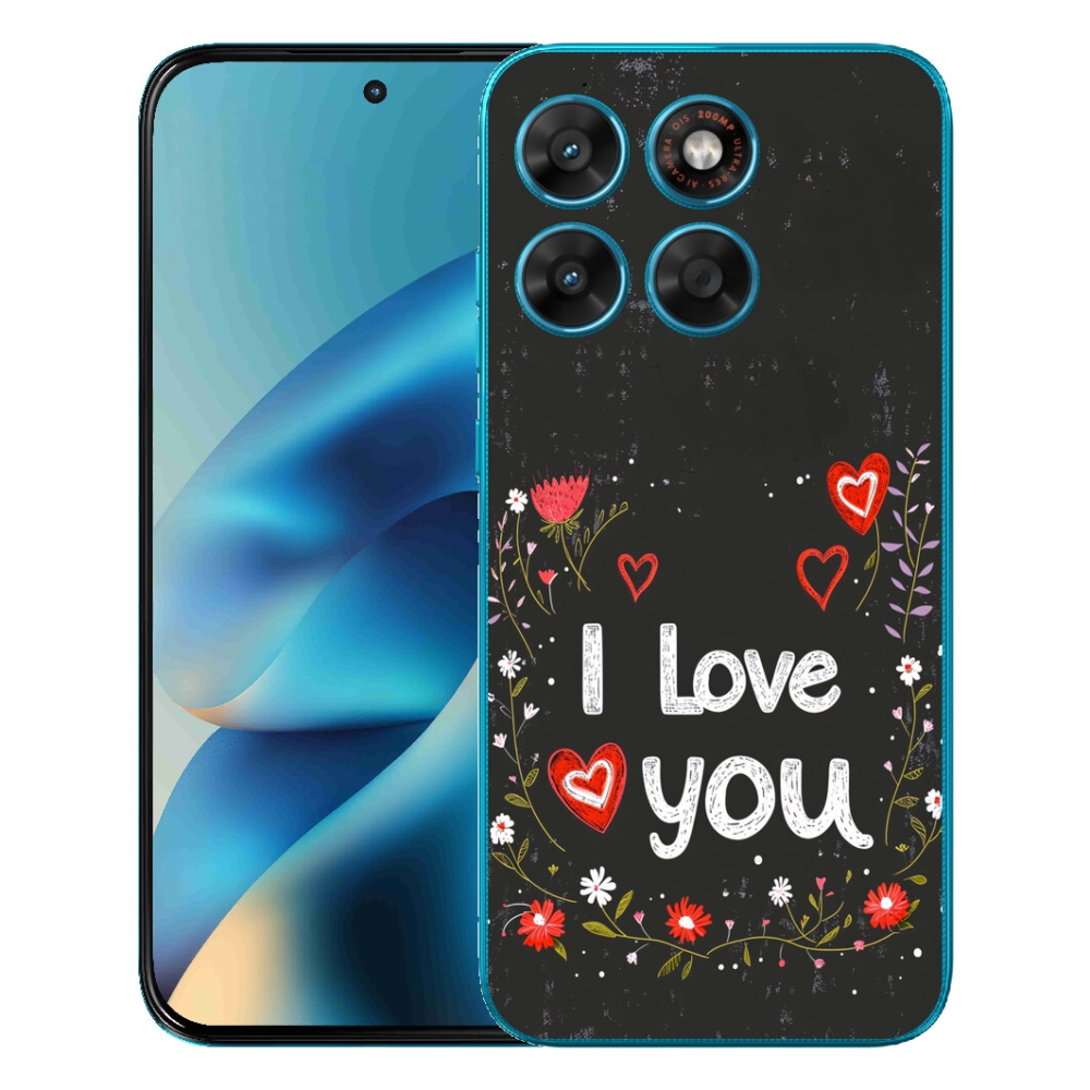 Gelový kryt mmCase na Motorola Moto G87/G77/G67 - I love you černé pozadí