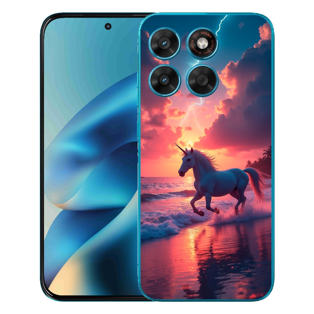 Gelový kryt mmCase na Motorola Moto G87/G77/G67 - jednorožec na pláži