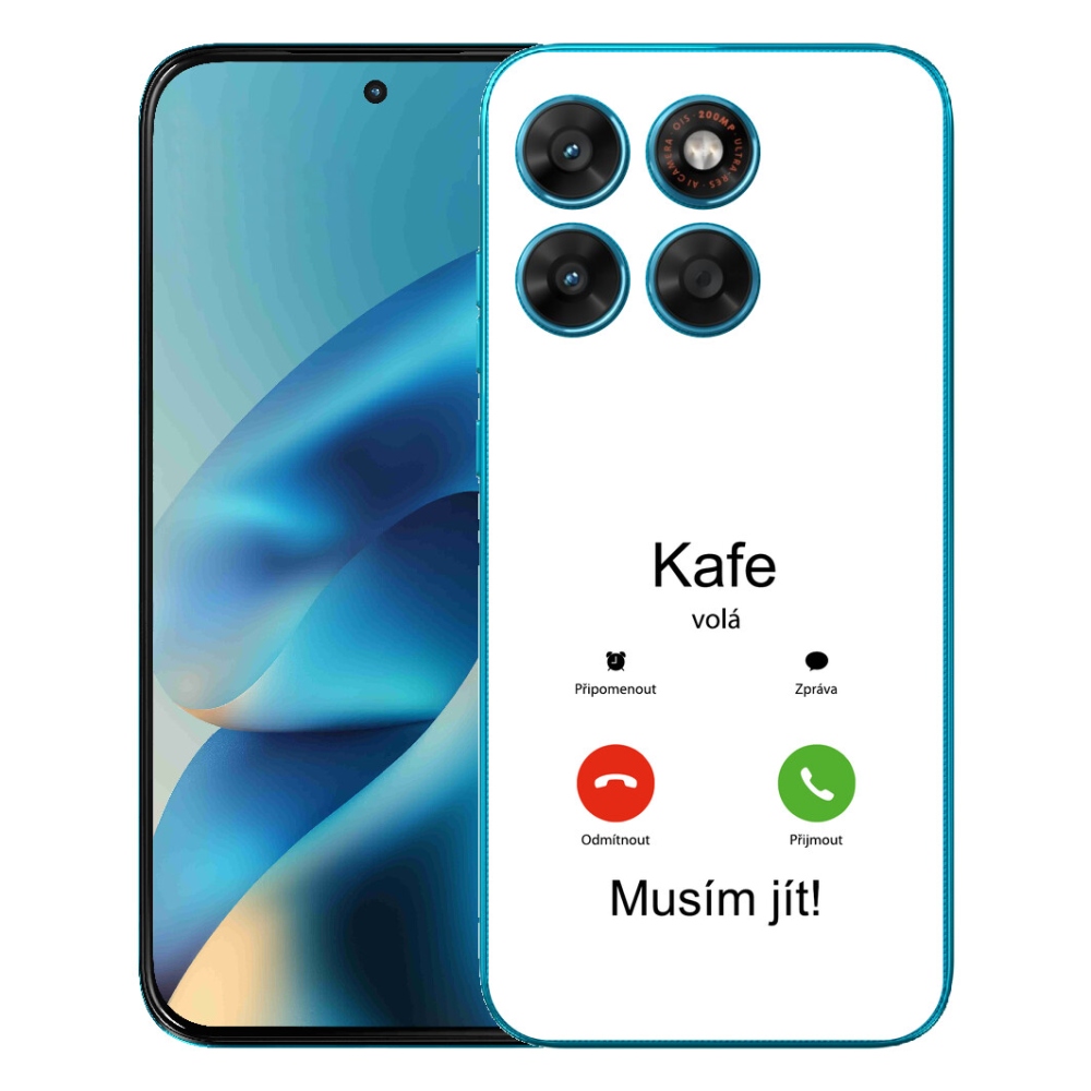 Gelový kryt mmCase na Motorola Moto G87/G77/G67 - kafe volá bílé pozadí