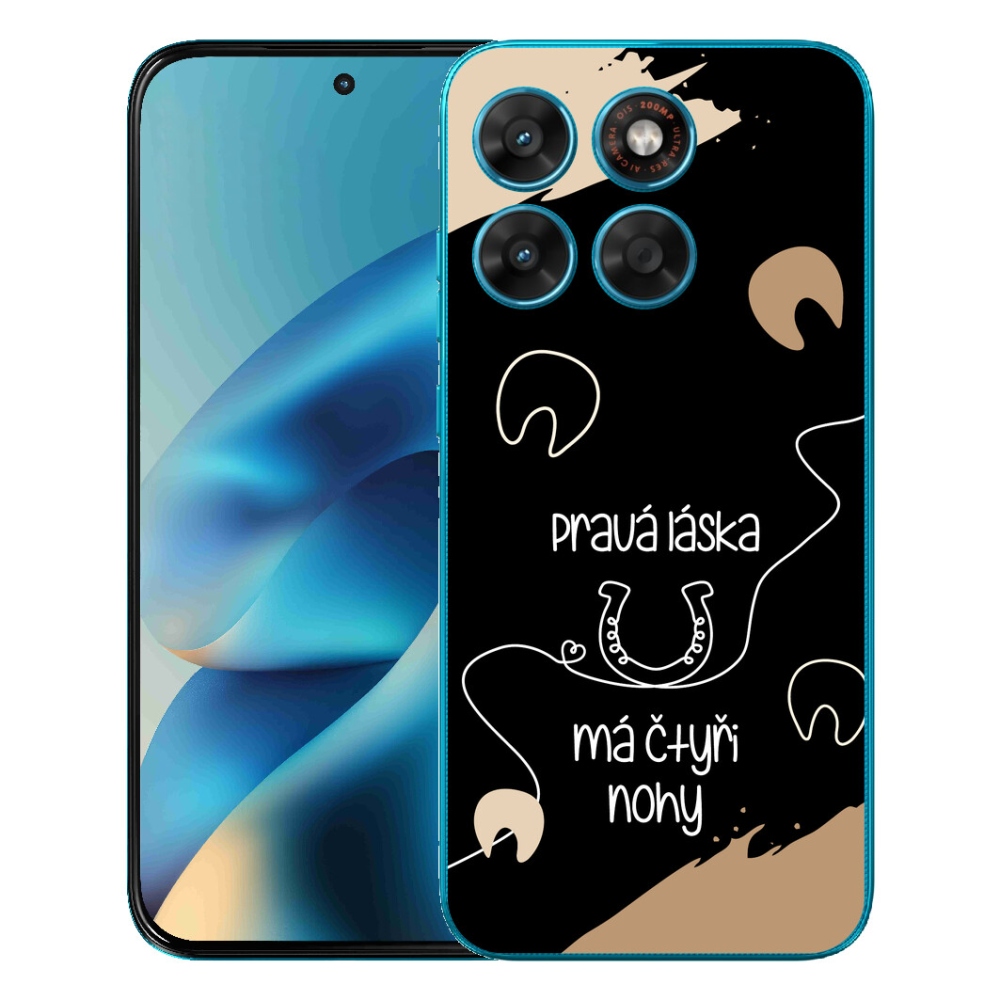Gelový kryt mmCase na Motorola Moto G87/G77/G67 - koňský motiv černé pozadí