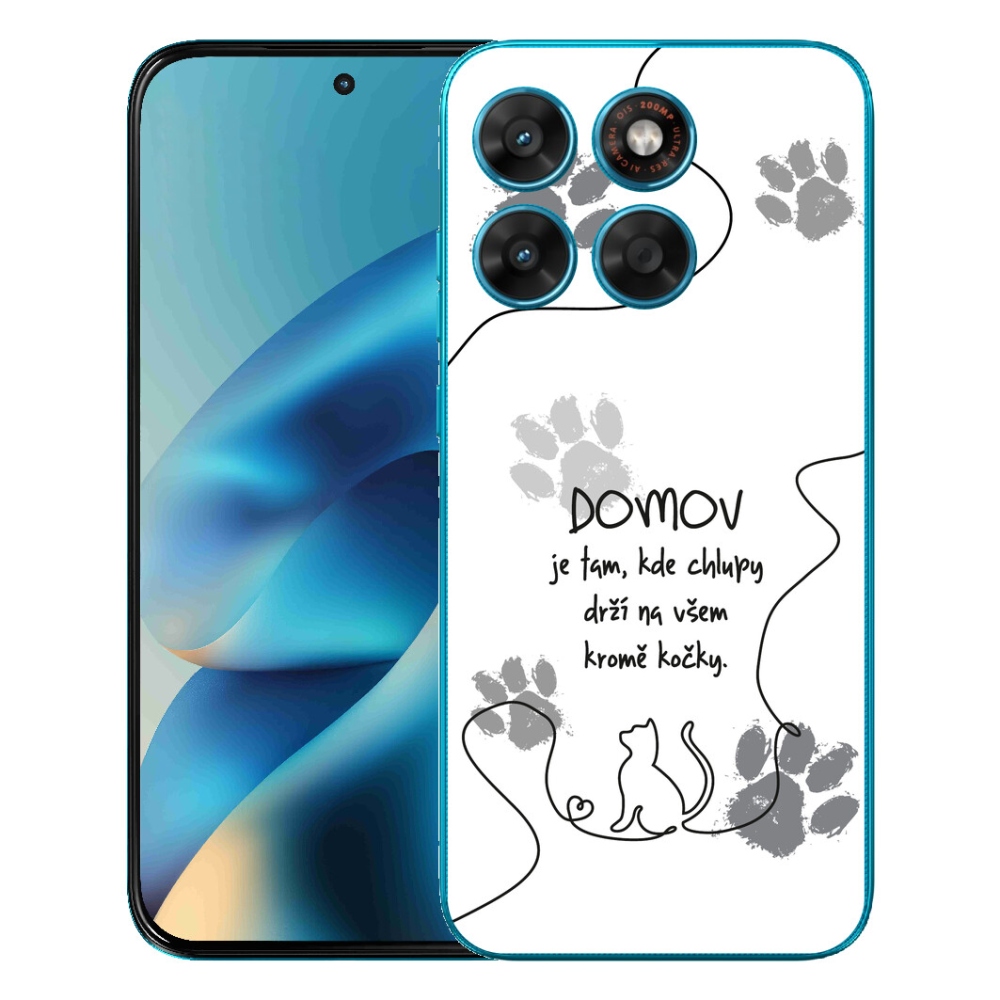 Gelový kryt mmCase na Motorola Moto G87/G77/G67 - kočičí motiv bílé pozadí