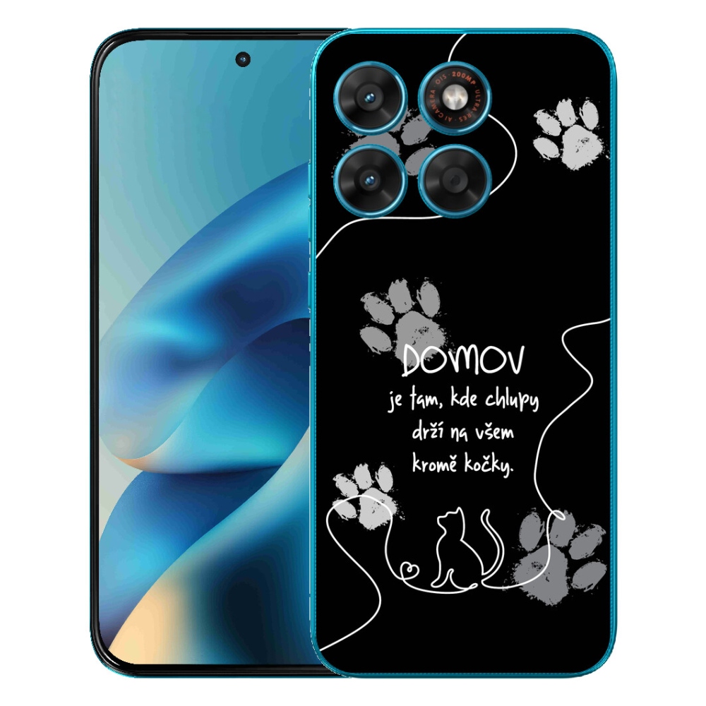 Gelový kryt mmCase na Motorola Moto G87/G77/G67 - kočičí motiv černé pozadí