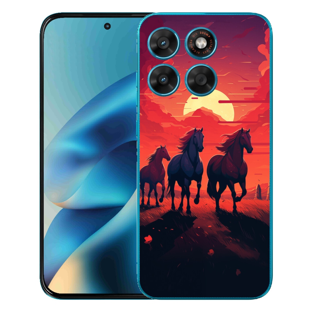 Gelový kryt mmCase na Motorola Moto G87/G77/G67 - koně a západ slunce