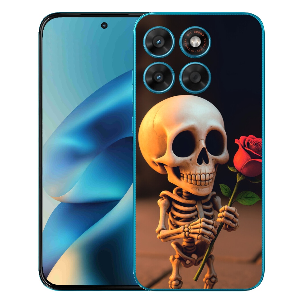 Gelový kryt mmCase na Motorola Moto G87/G77/G67 - kostlivec s růží