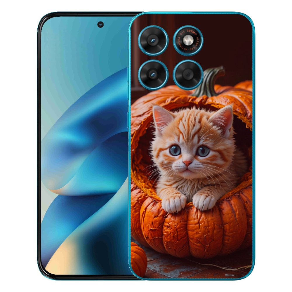 Gelový kryt mmCase na Motorola Moto G87/G77/G67 - kotě a dýně 2