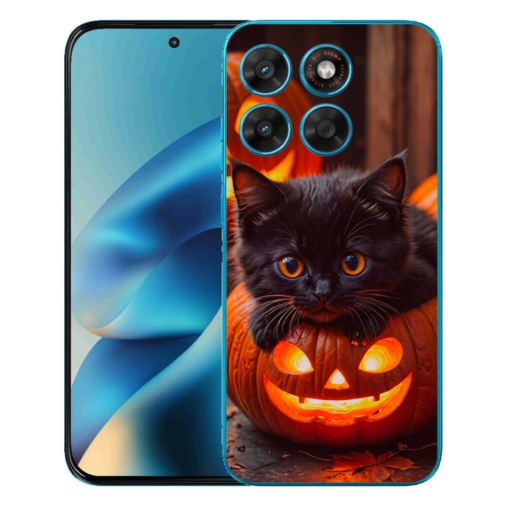Gelový kryt mmCase na Motorola Moto G87/G77/G67 - kotě a dýně