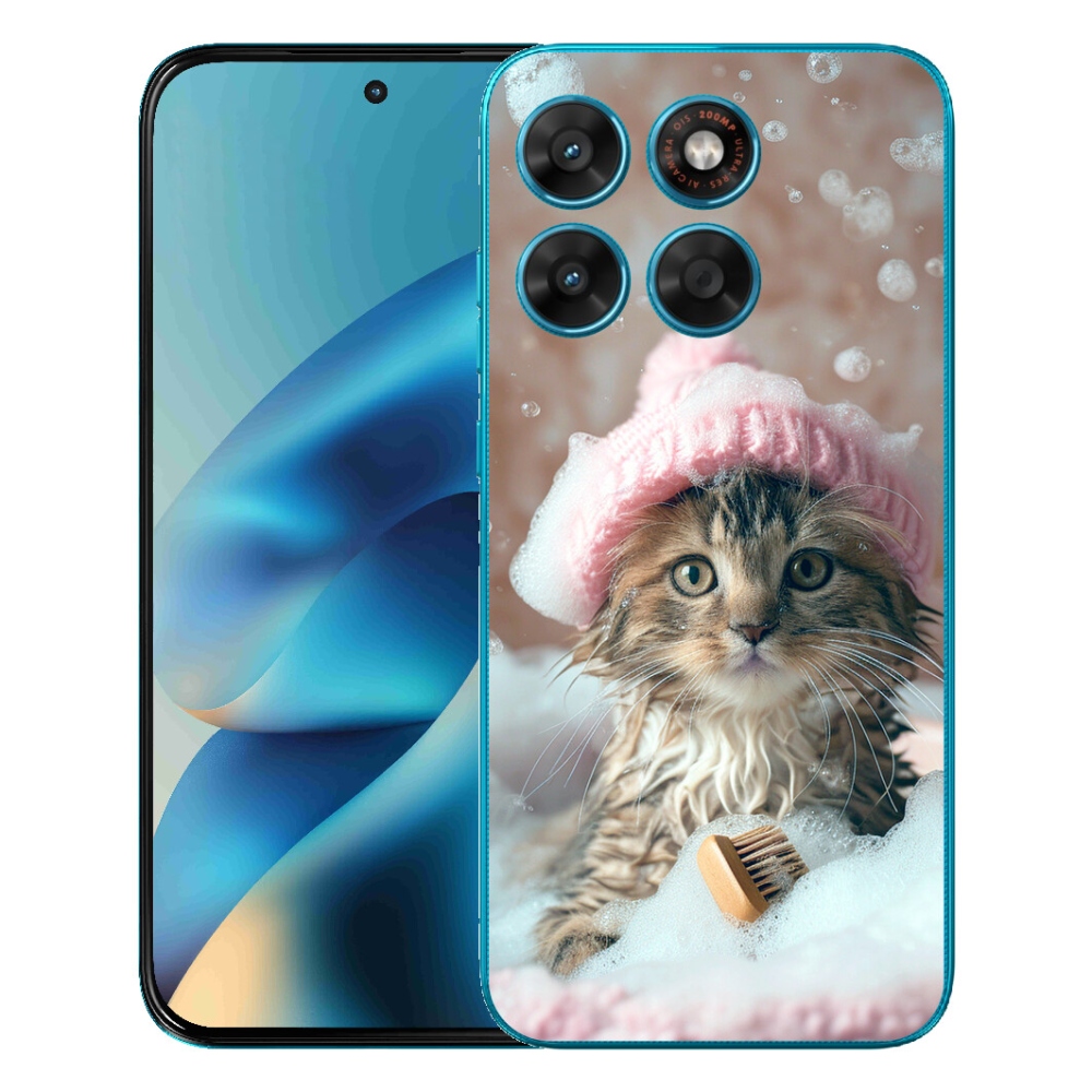 Gelový kryt mmCase na Motorola Moto G87/G77/G67 - kotě a koupel