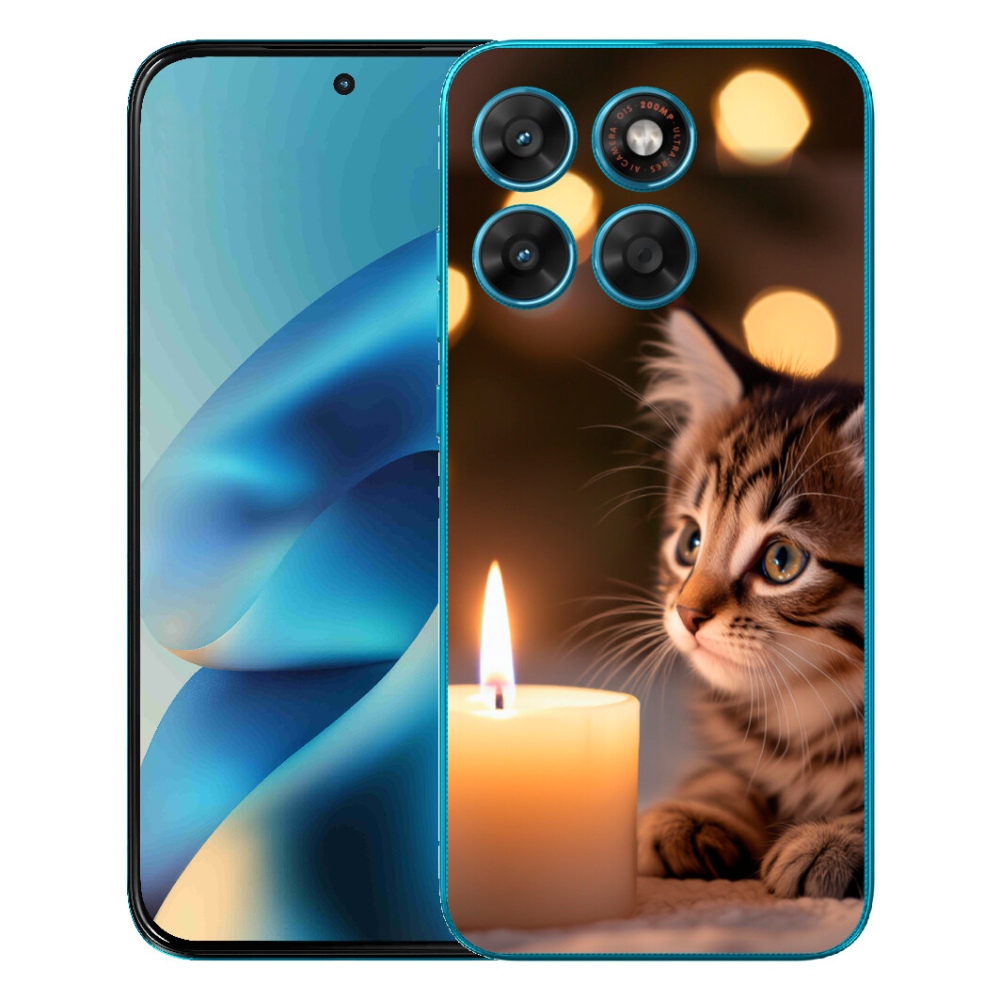 Gelový kryt mmCase na Motorola Moto G87/G77/G67 - kotě a svíčka