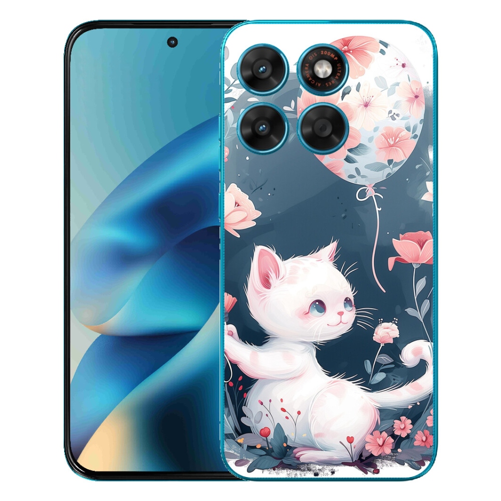Gelový kryt mmCase na Motorola Moto G87/G77/G67 - kotě s balónkem