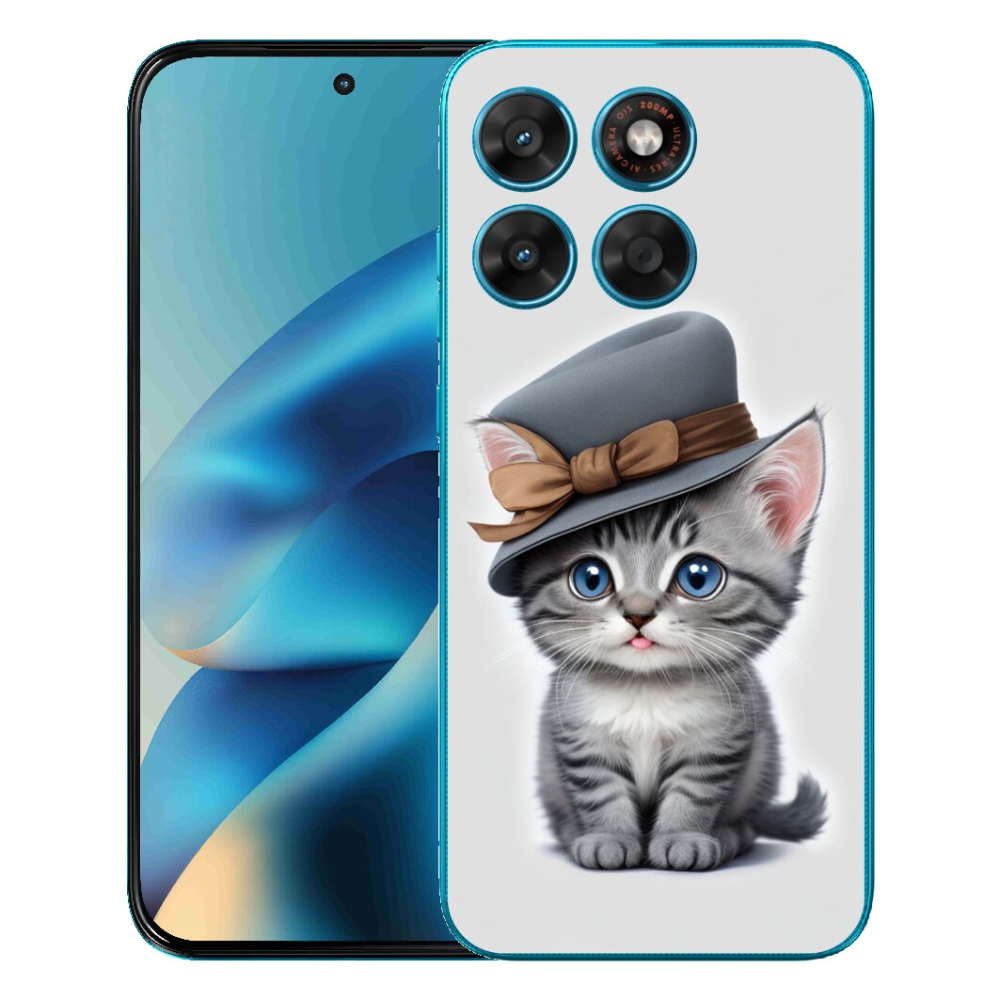 Gelový kryt mmCase na Motorola Moto G87/G77/G67 - kotě s kloboukem