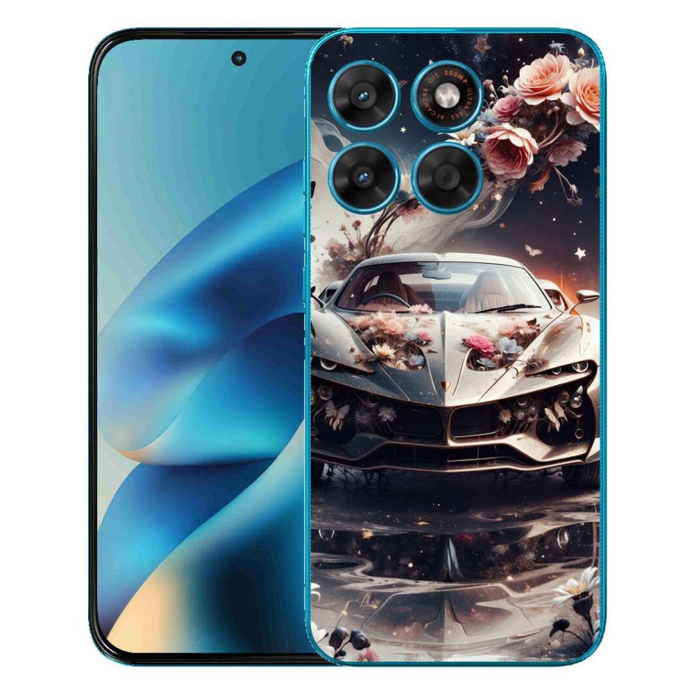 Gelový kryt mmCase na Motorola Moto G87/G77/G67 - květinový sportovní vůz