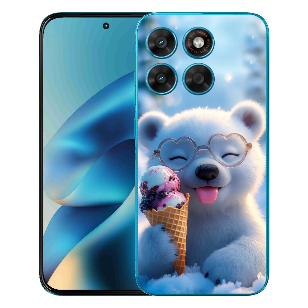 Gelový kryt mmCase na Motorola Moto G87/G77/G67 - medvídek se zmrzlinou