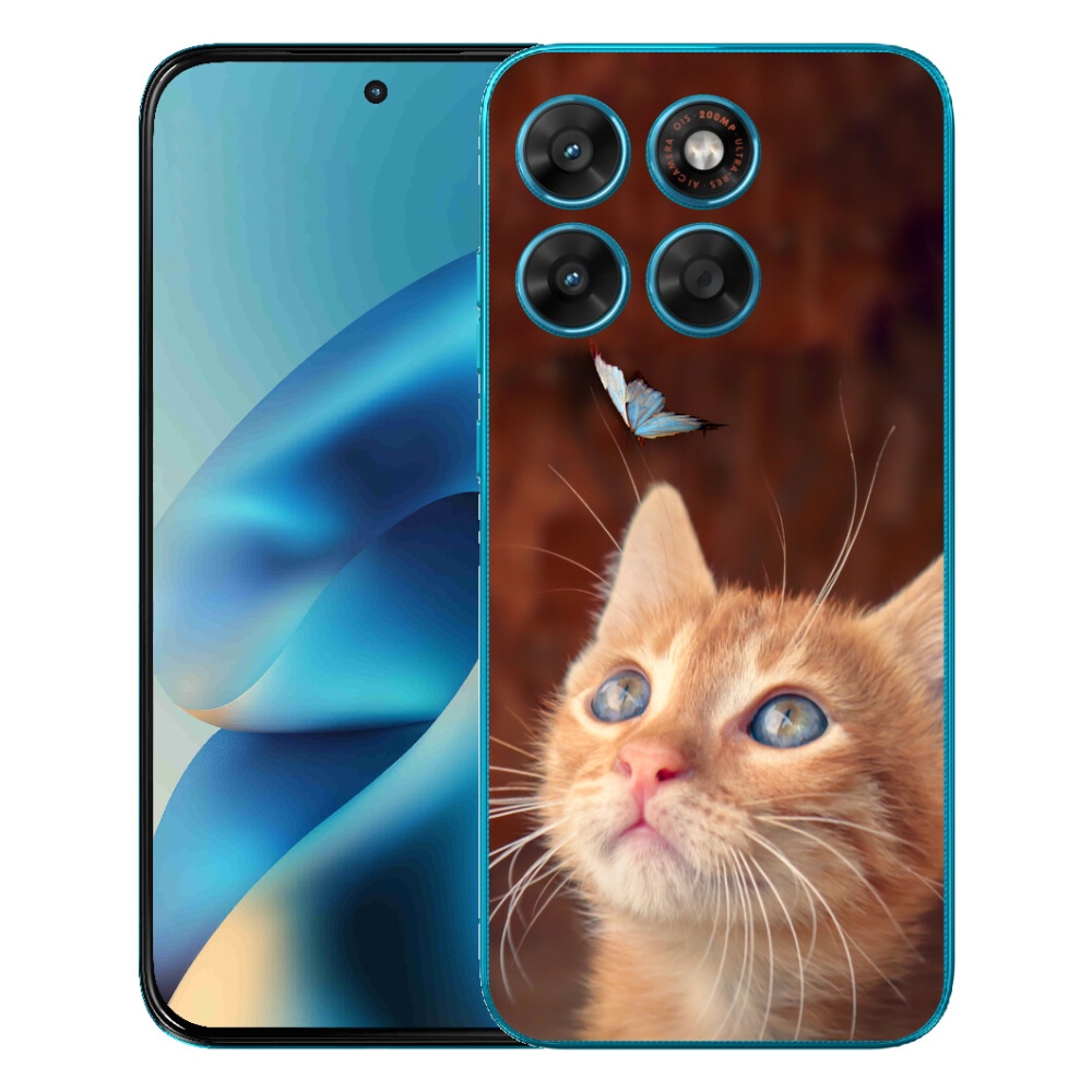 Gelový kryt mmCase na Motorola Moto G87/G77/G67 - motýl a kotě