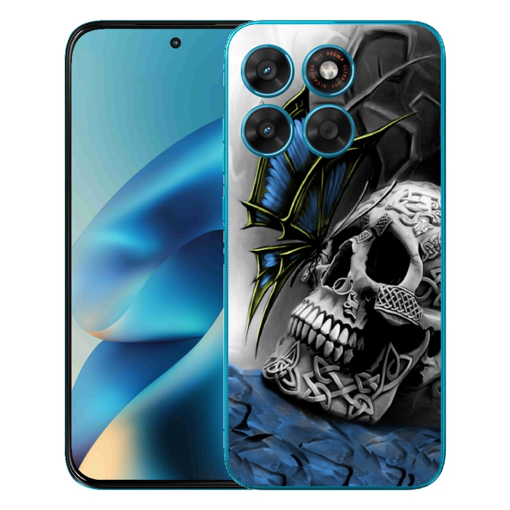 Gelový kryt mmCase na Motorola Moto G87/G77/G67 - motýl a lebka