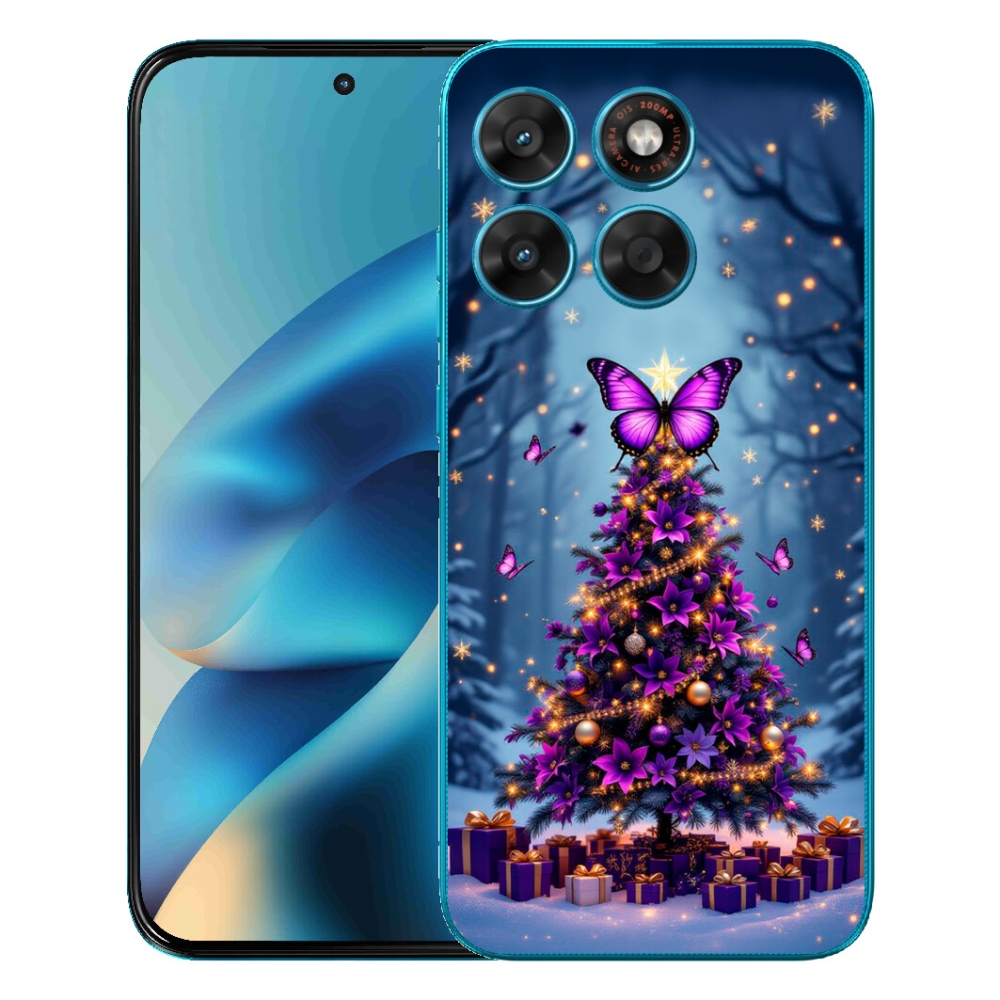 Gelový kryt mmCase na Motorola Moto G87/G77/G67 - motýlí vánoční stromek