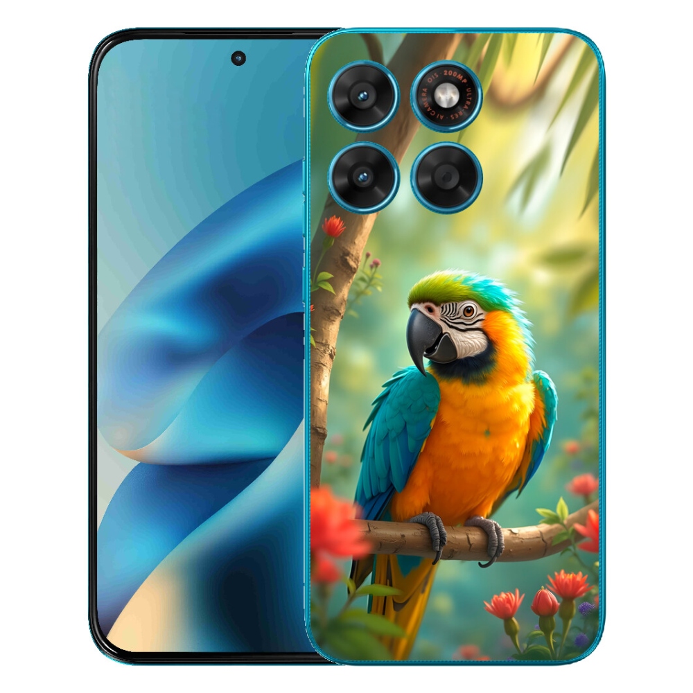 Gelový kryt mmCase na Motorola Moto G87/G77/G67 - papoušek ara modrožlutá