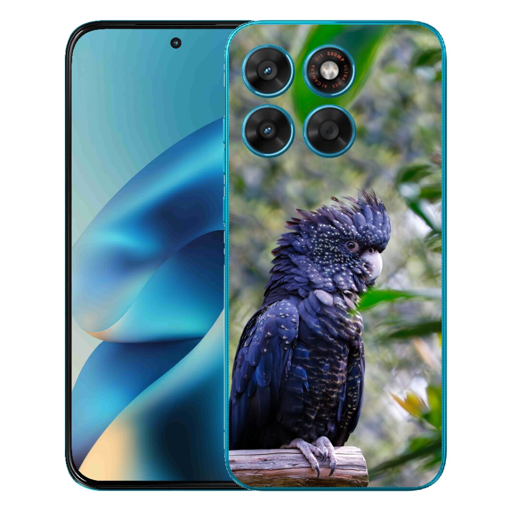 Gelový kryt mmCase na Motorola Moto G87/G77/G67 - papoušek kakadu černý