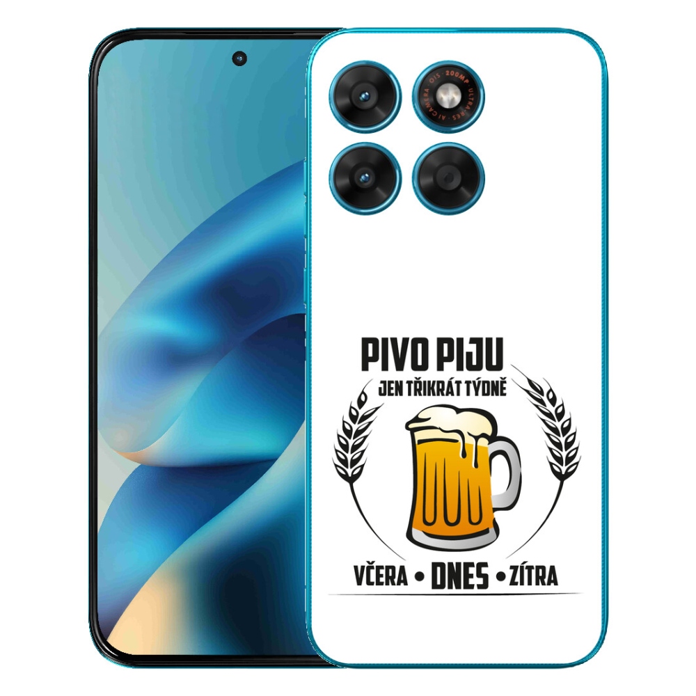 Gelový kryt mmCase na Motorola Moto G87/G77/G67 - pivní motiv bílé pozadí