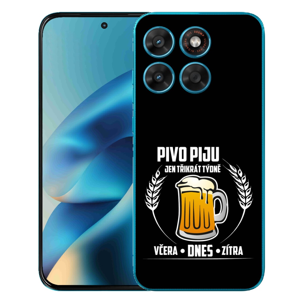 Gelový kryt mmCase na Motorola Moto G87/G77/G67 - pivní motiv černé pozadí