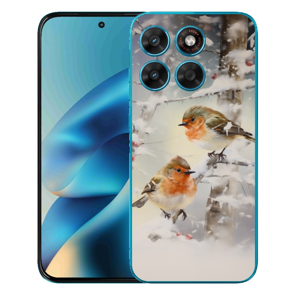 Gelový kryt mmCase na Motorola Moto G87/G77/G67 - ptáčci v zimě