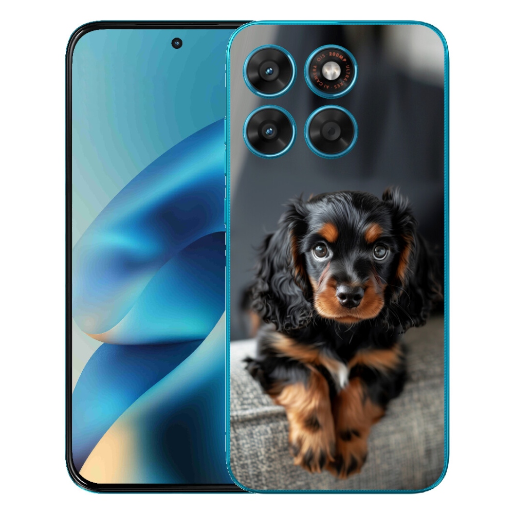 Gelový kryt mmCase na Motorola Moto G87/G77/G67 - roztomilý dlouhosrstý jezevčík